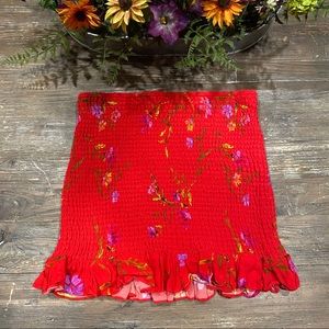 Lovers + friends red floral skirt size xs